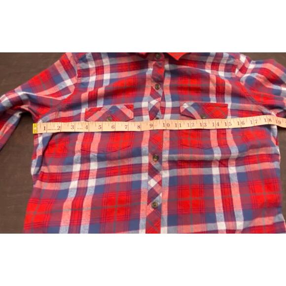 Eddie Bauer Women’s Classic Fit Red Blue Plaid Flannel Button Front Shirt Size M - Picture 4 of 7